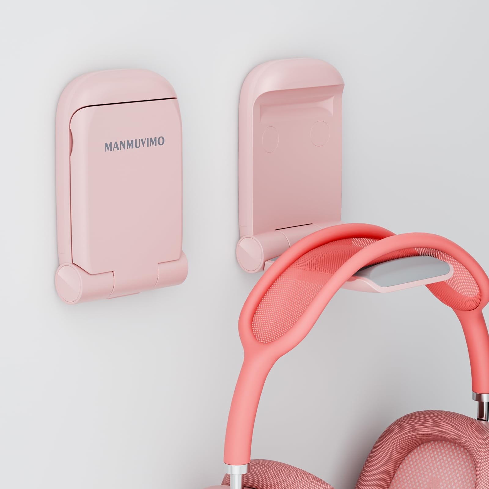MAMUVIMO Headphone Stand, Headset Stand Foldable ＆ Sticky, 1 Pack, Pink