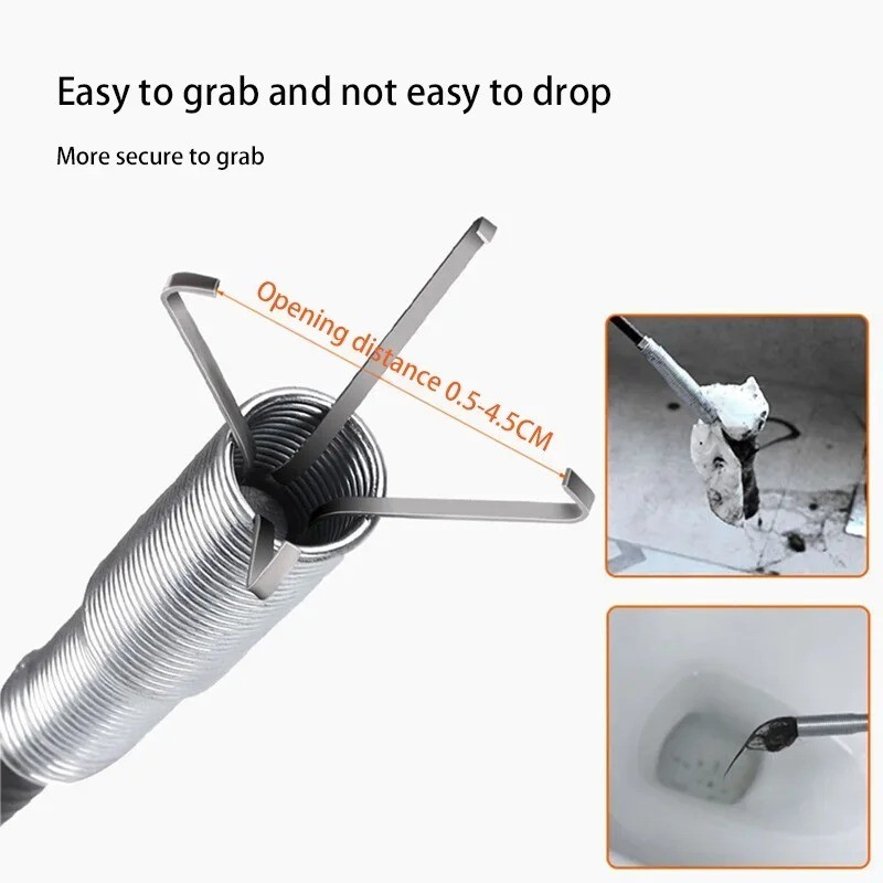 60cm Spring Pipe Dredging Tool Drain Snake Cleaner Clog Remover Kitchen Sink