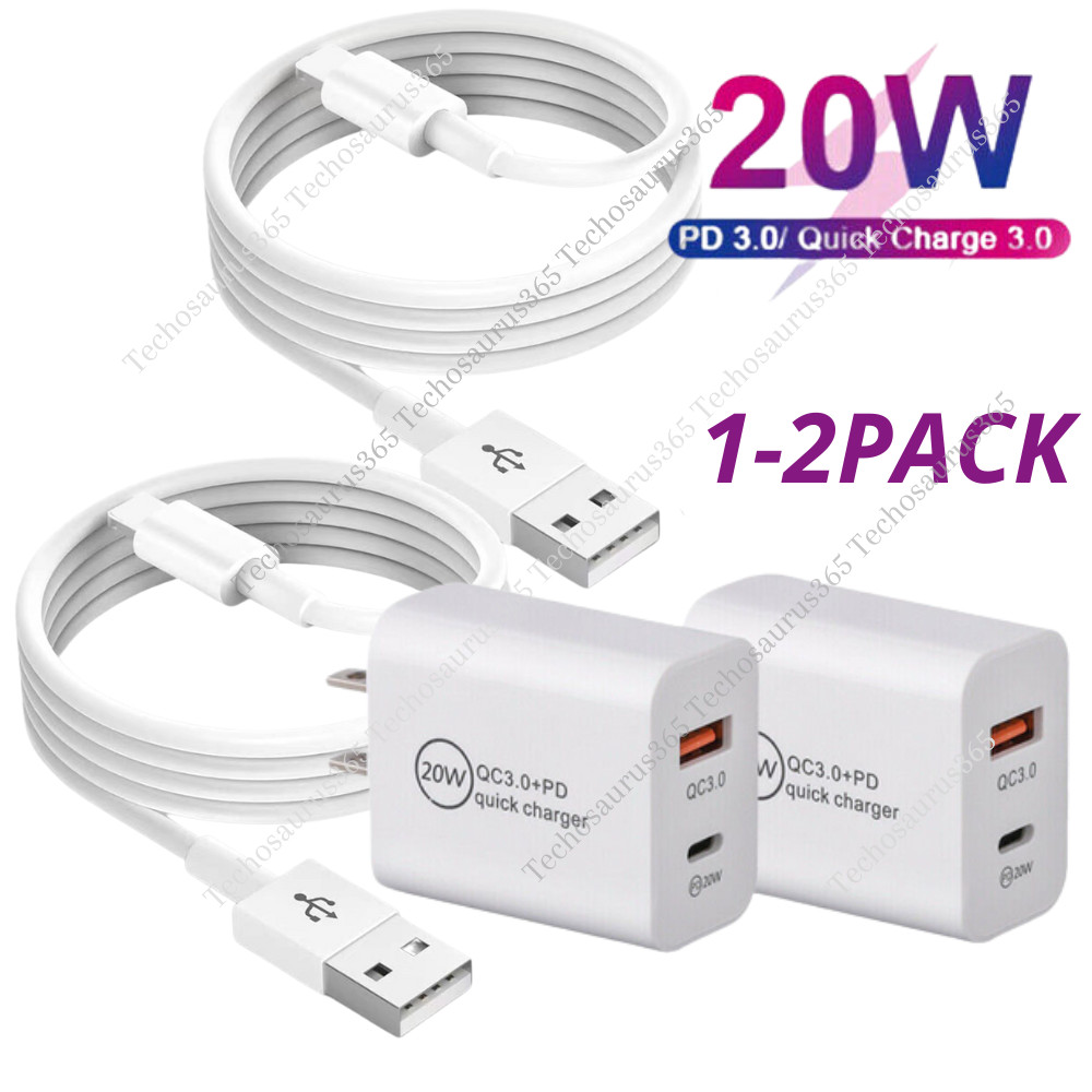 Fast Wall Charger Block PD 20W Power Adapter For iPhone 13/12/11/XR/X/8/iPad LOT