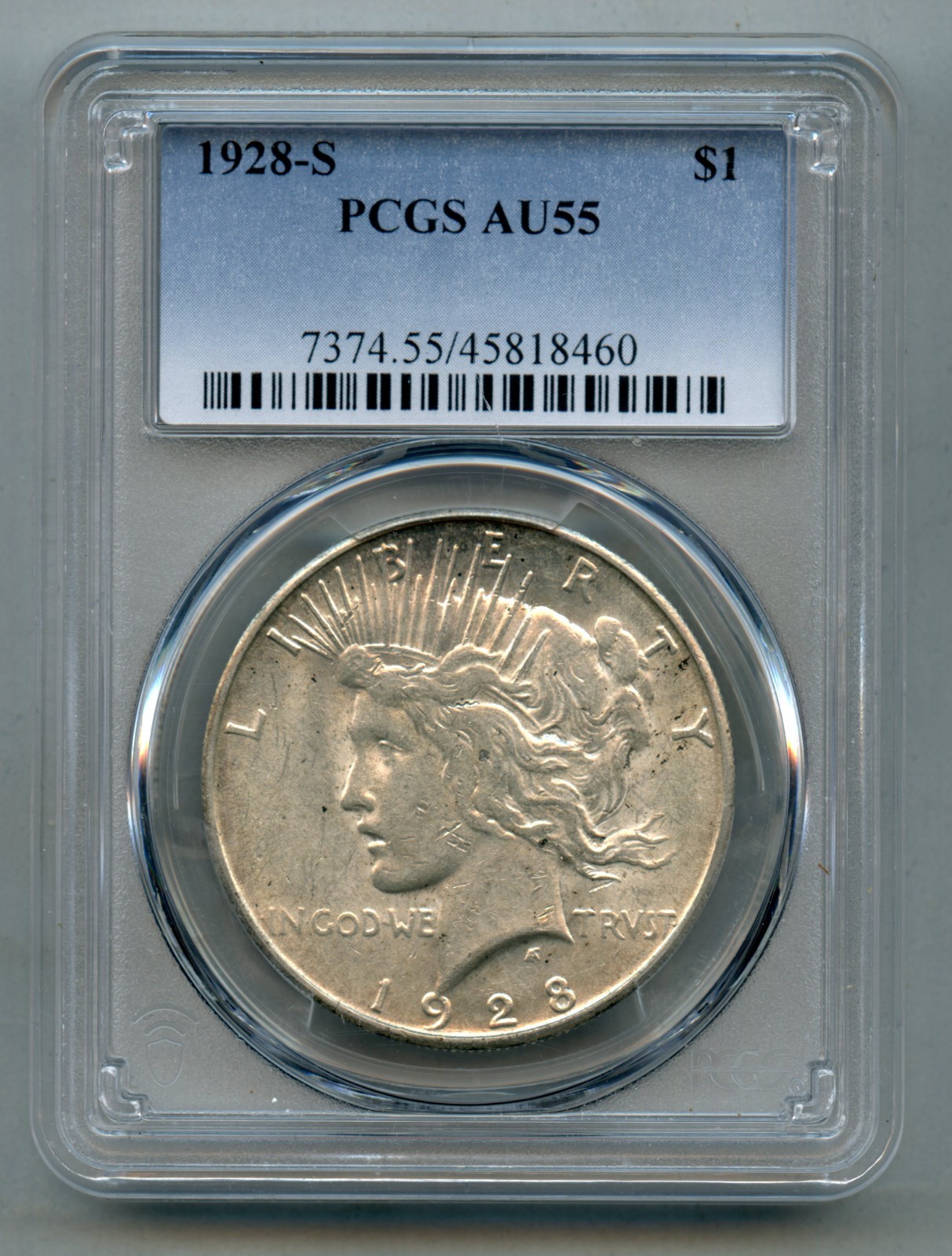 1928 S Peace Silver Dollar PCGS AU 55
