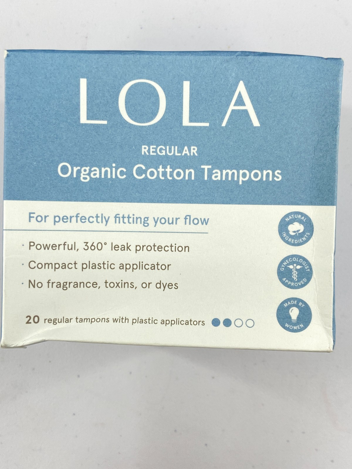 Lola 20 Regular Tampons- Organic Cotton