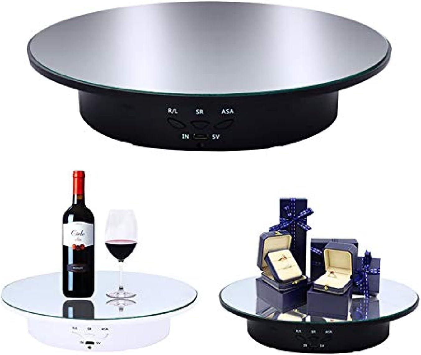 Motorized Rotating Display Stand 7.87" 360° Turntable for Photography Jewelry
