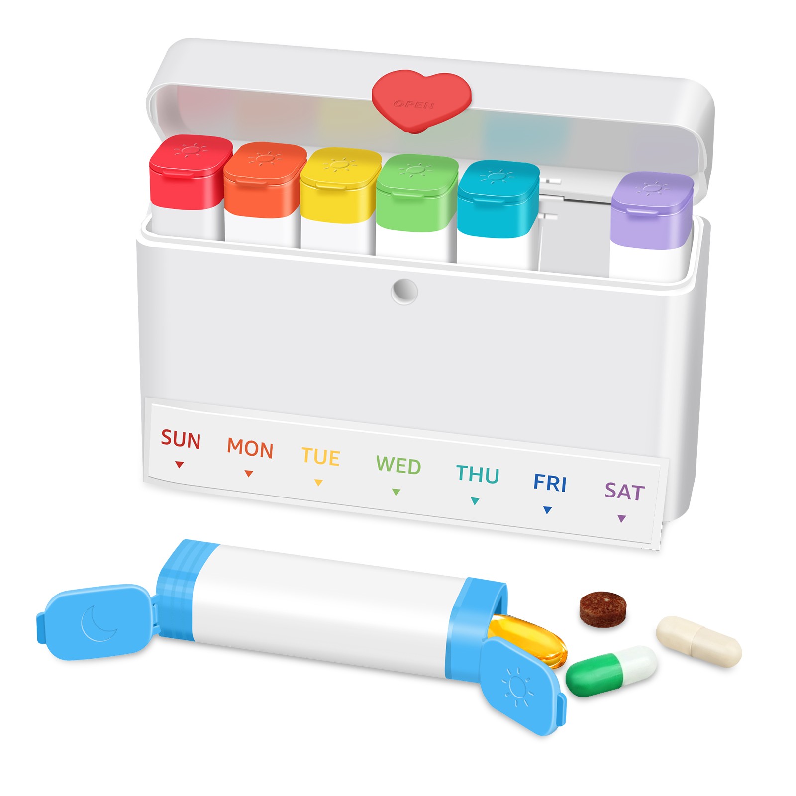 Portable Wallet-Sized 7 Day AM PM Pill Organizer Travel Pill Case for Daily Use