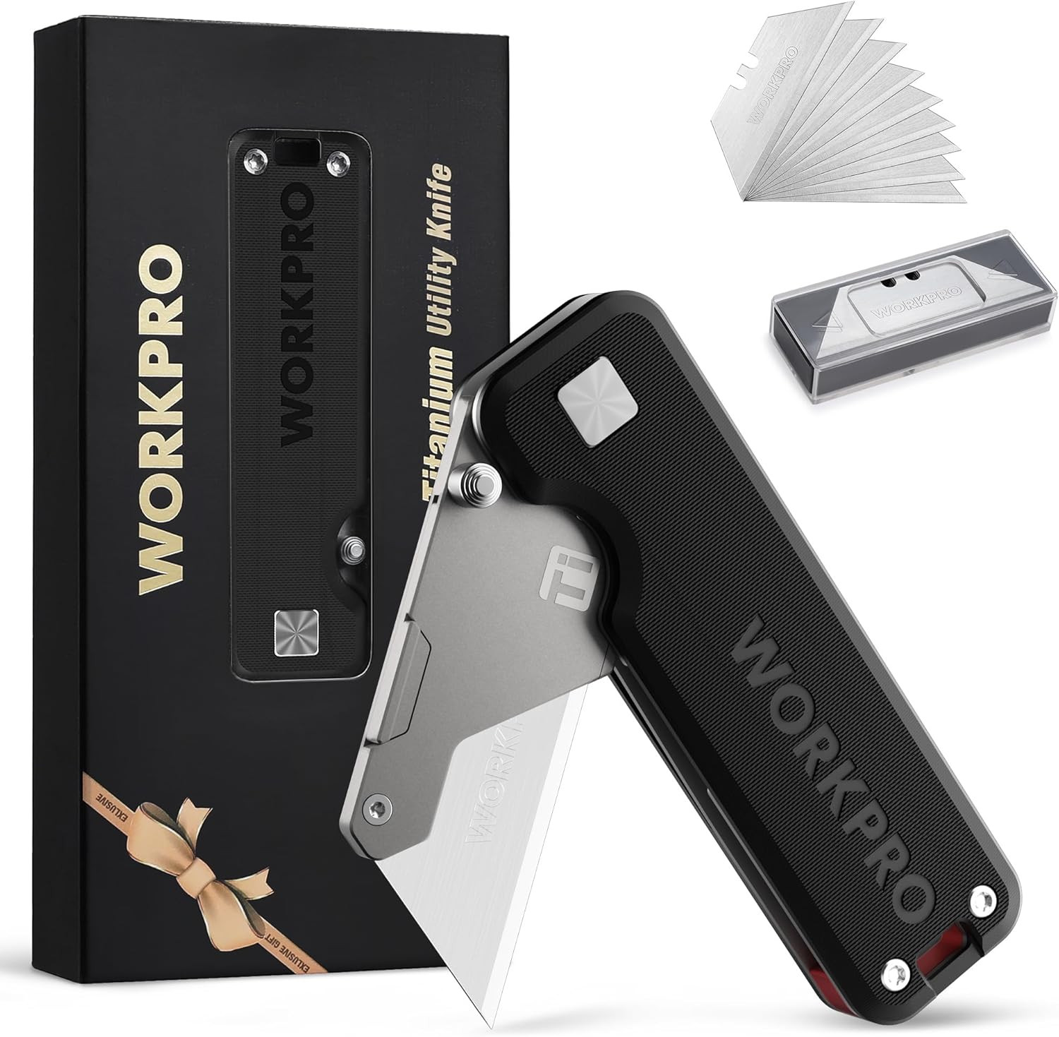 Premium Titanium Utility Knife, CNC Unibody, Lightweight G-10Handle Folding Box