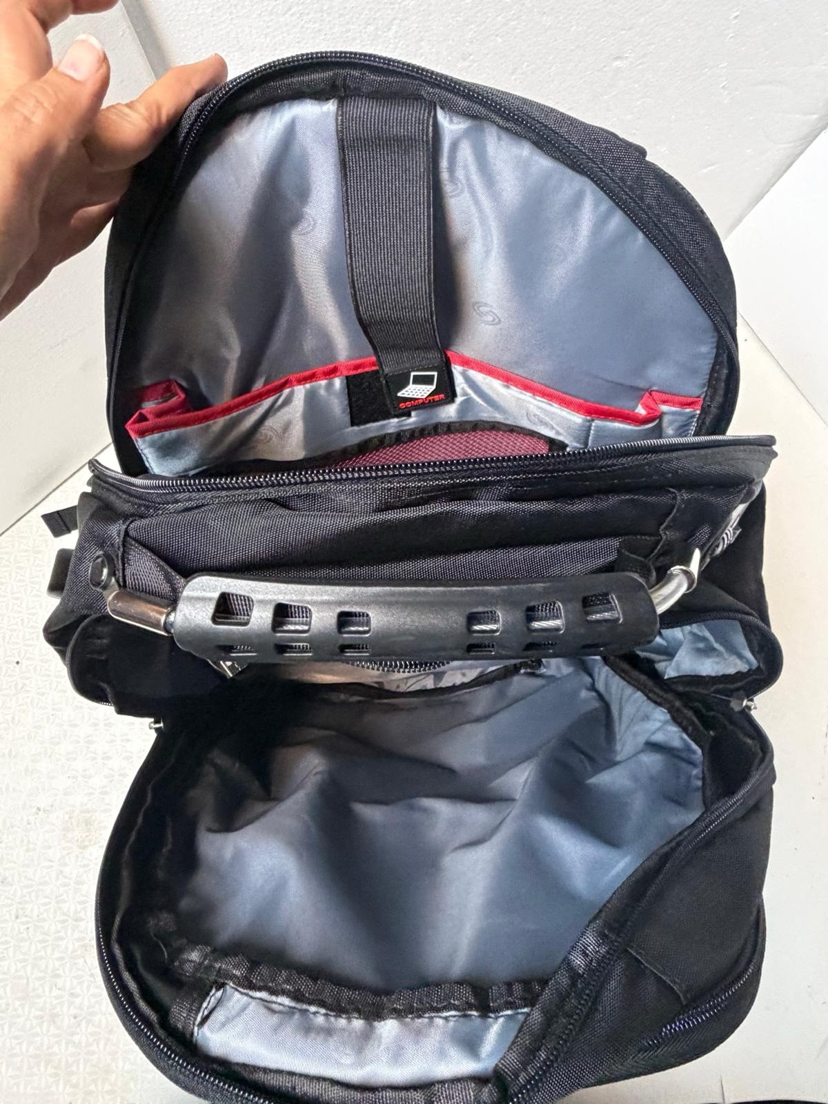 SHRRADOO Black Backpack , Padded Straps, 3 Pockets, USB Heavy Duty