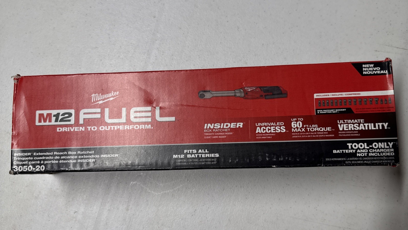 Milwaukee M12 FUEL INSIDER Extended Reach Box Ratchet - 3050-20