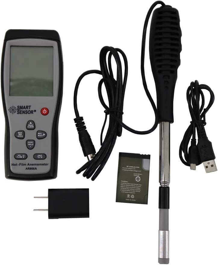 Hot Wire Anemometer Air Flow Velocity Meter Wind Speed Temperature Meter 0-30M/S