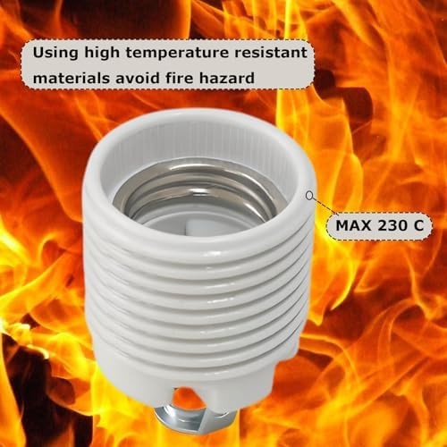 E26 Socket,Ceramic Medium Base Screw Socket E26 E27 Threaded Glazed Porcelain...