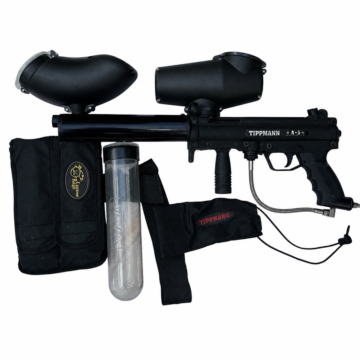 Tippmann A-5 Paintball Gun Marker Kit w/ Hopper Pods Harness & Barrel Cover