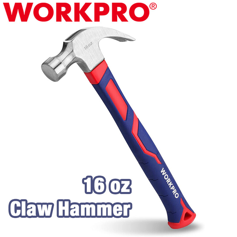 WORKPRO16 oz Claw Hammer Fiberglass Handle Forged Hardened Steel Head Hammer NEW