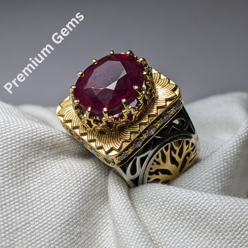 Natural African Ruby, Natural Ruby Ring, Ruby Gemstone Ring Sterling Silver 925