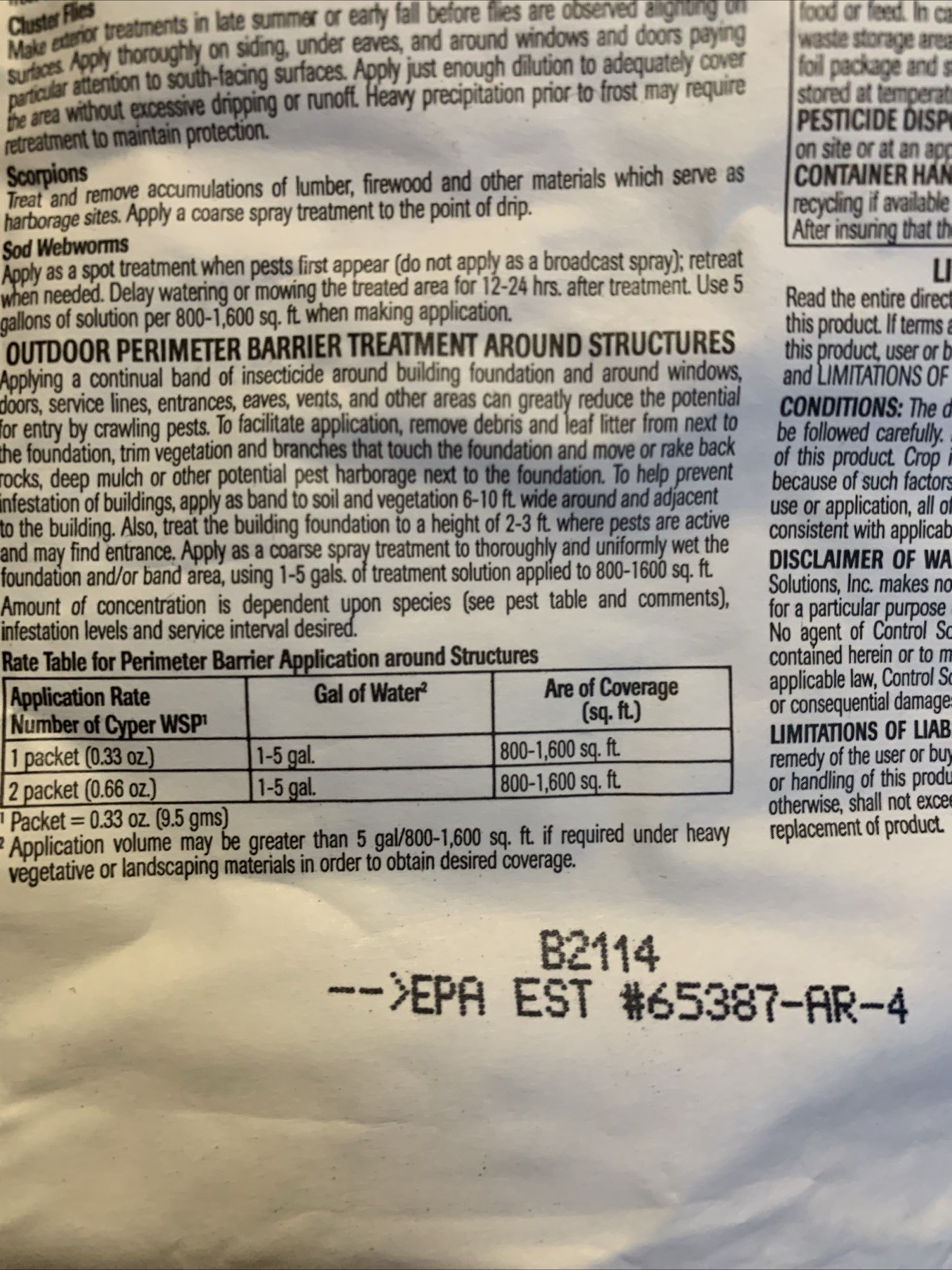 Control Solution 82300001 Cyper WSP Water Soluble Insecticide Pack same as Demon