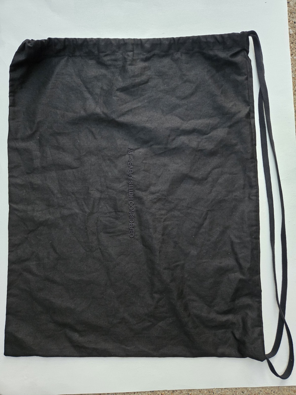 ND EVERY STICTCH CONSIDERED Black Drastring Dust Bag