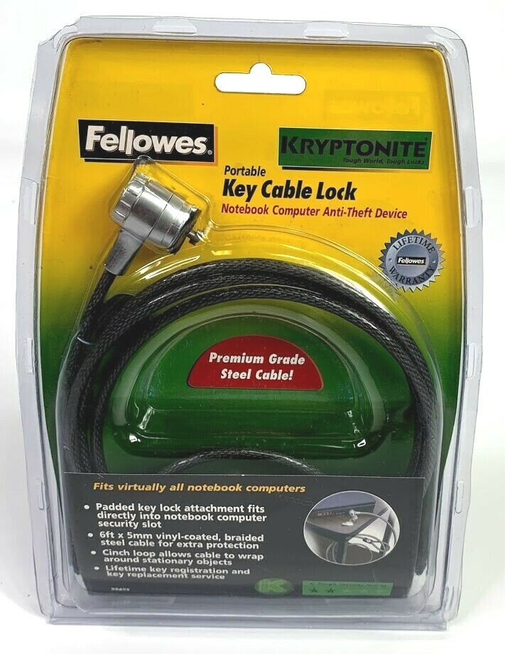 Fellowes Kryptonite Portable Key Cable Lock for Notebook Computers Security H7
