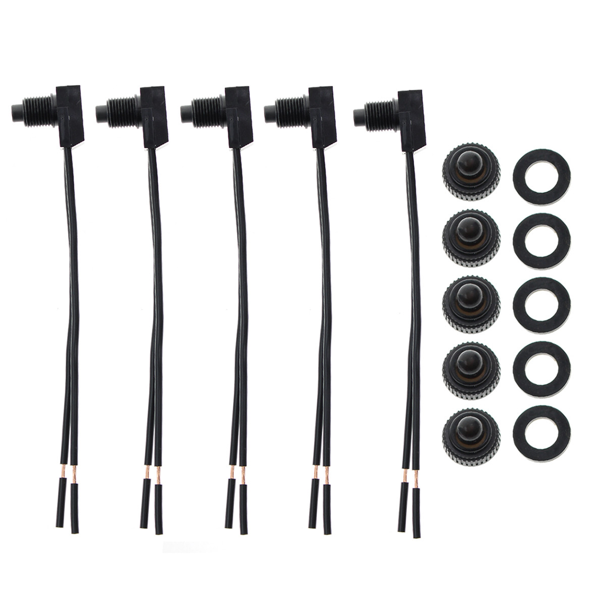 5pcs 4" Wire Leads Waterproof On-Off Push-Button Switch for Motorcycle Car 12V