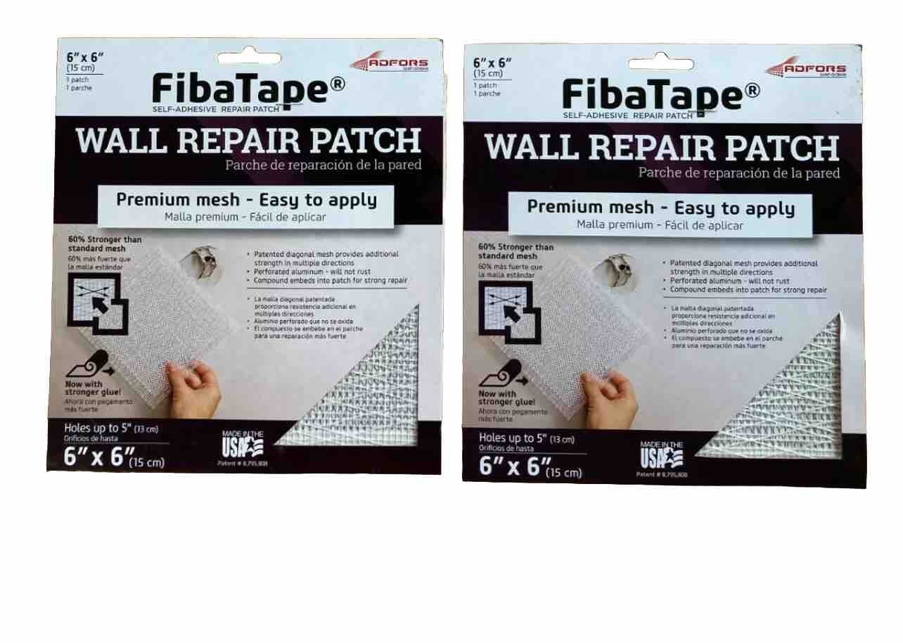 Lot of 2 Saint-Gob ADFOR FibaTape Self-Adhesive 6-in x 6-in Drywall Repair Patch