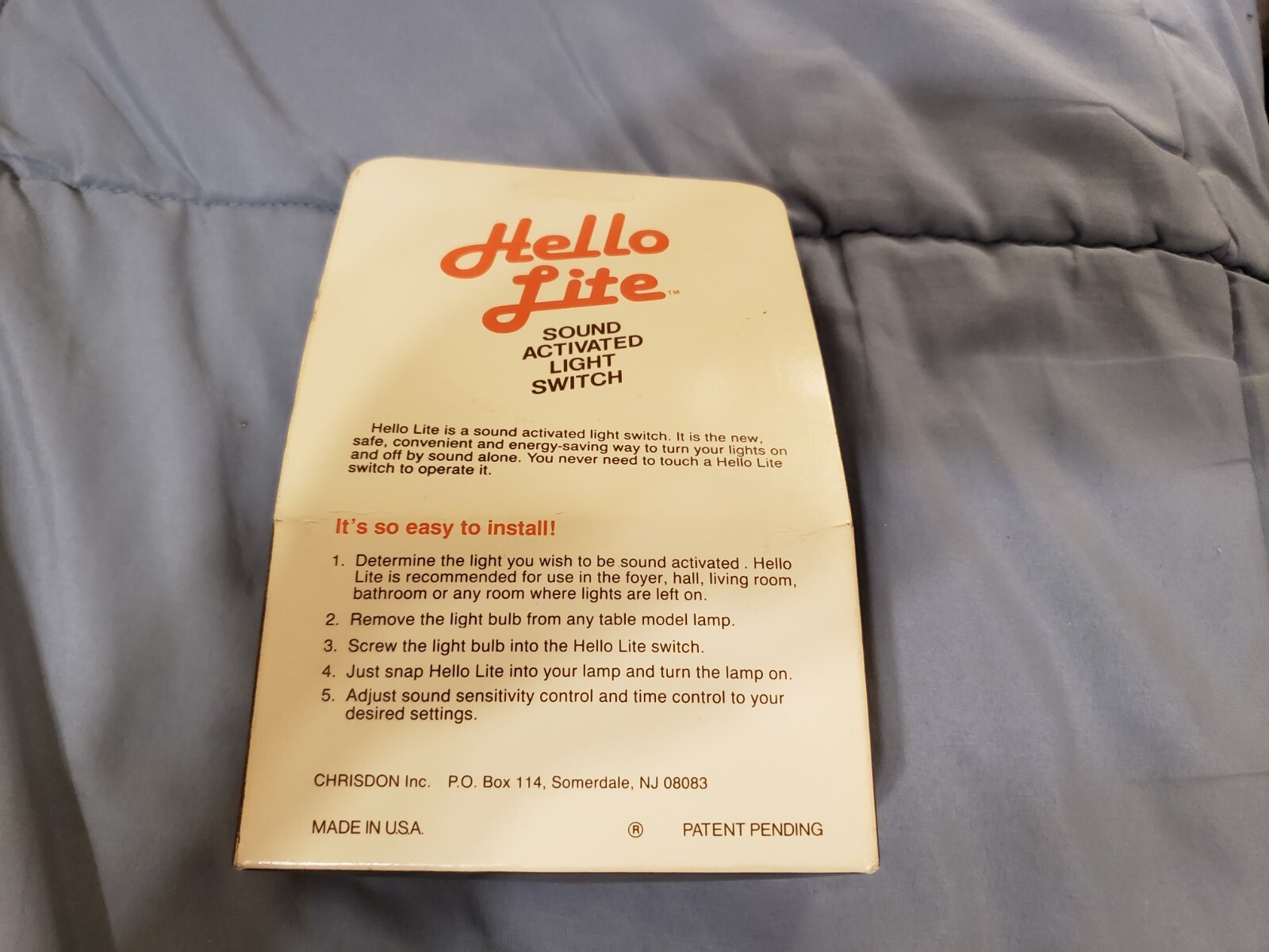 80s Hello Lite Sound Activated Light Switch Made in USA