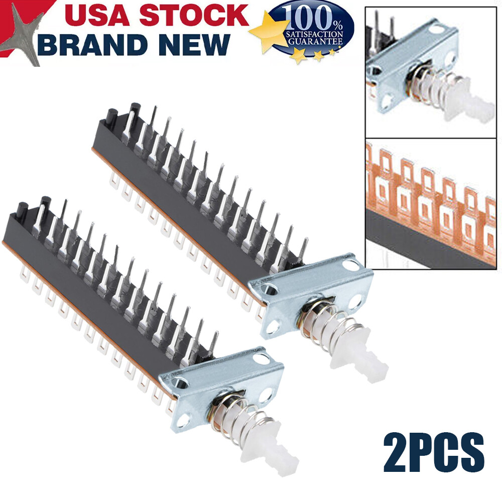 2PCS Self-Locking Push Button Switch 8PDT 8 Pole 24 Pin 1 Position