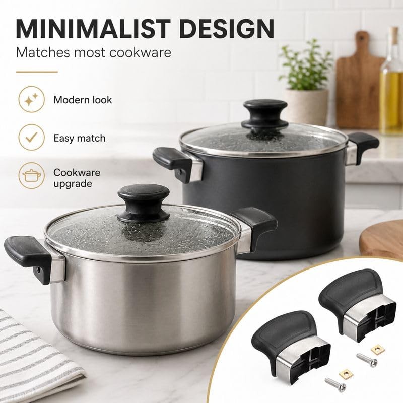 Replacement Handles for Single-Hole Pots and Pans - 2 Pack Black