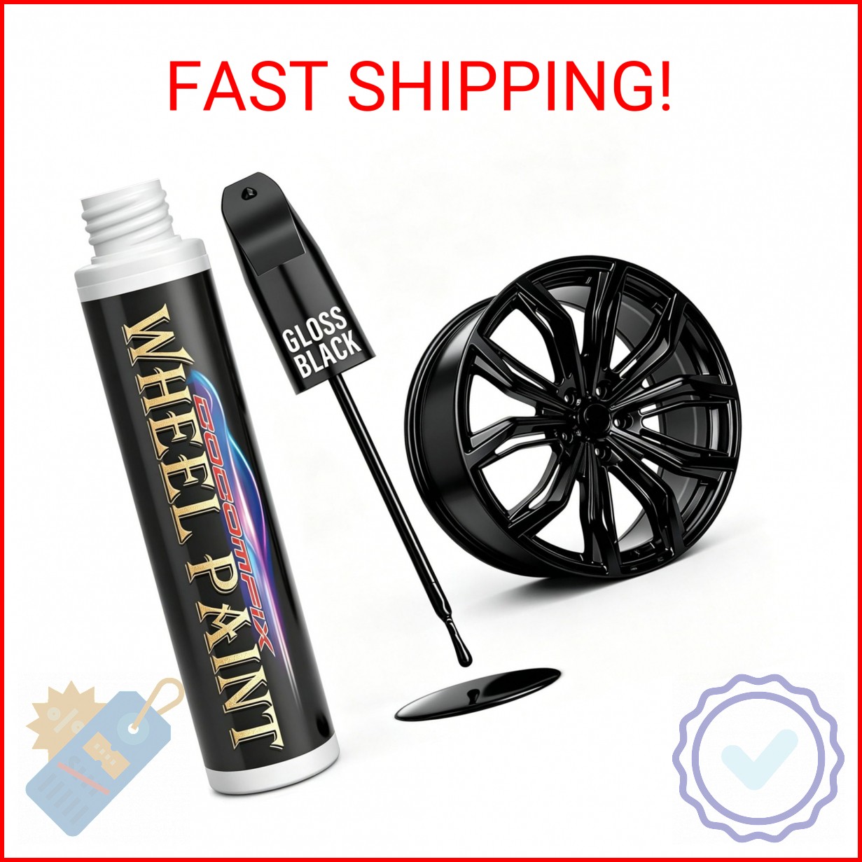 cocomfix Gloss Black Rim Touch Up Paint, Rim Paint Pen, Car Wheel Scratch Repair