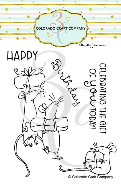 Anita Jeram~Birthday Presents Clear Rubber Stamp Colorado Craft Company AJ1012