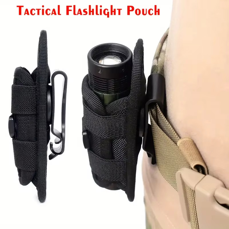 Tactical Flashlight Holster Duty Belt Pouch Rotatable Clip 360 Degree Holder US.