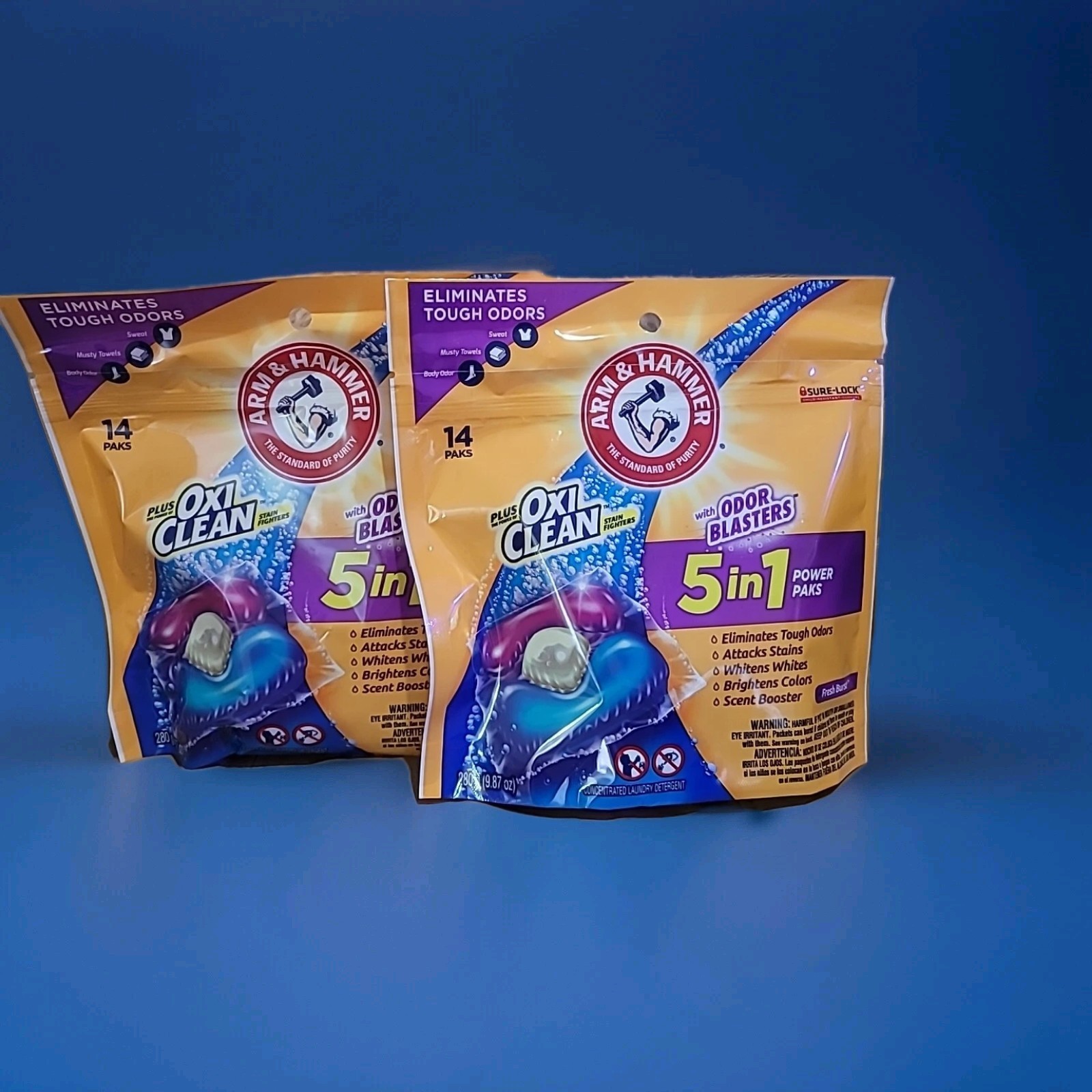 Lot Of 2  Arm & Hammer Oxi Clean Odor Blasters 5-in-1 Fresh Burst 14ct Total 28