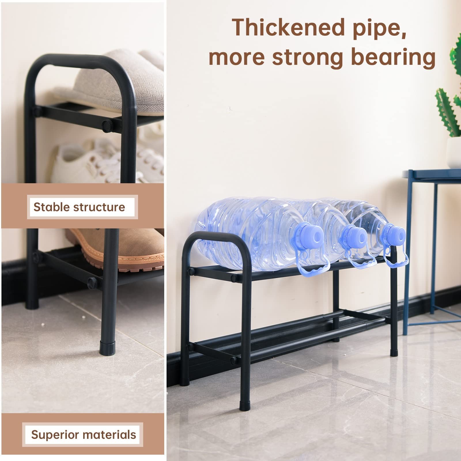 2-Tier Expandable Shoe Rack,Adjustable Shoe Shelf Storage Organizer Heavy Dut...