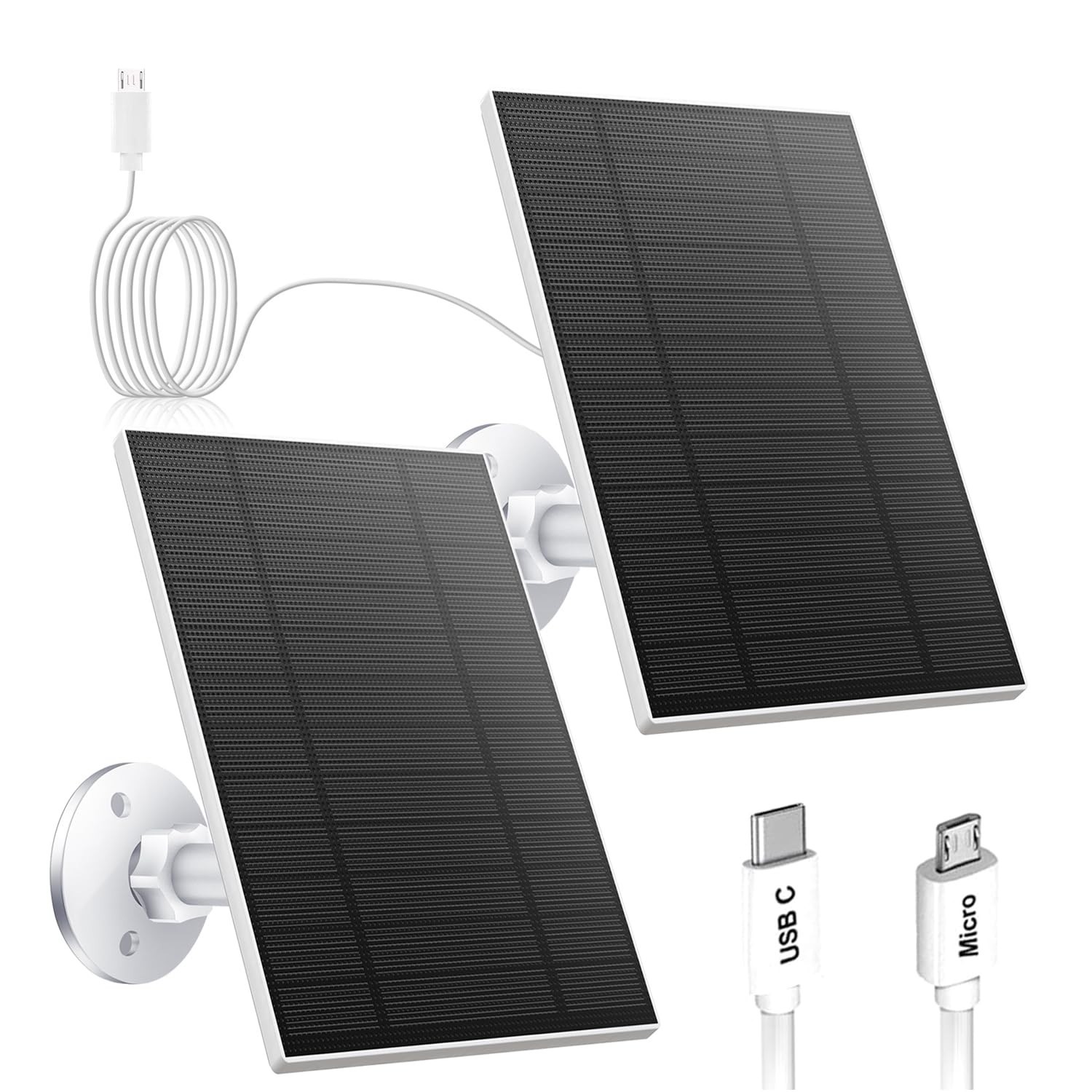 5W Solar Panel for Security Camera, Solar Panel with Micro USB & USB-C Port f...