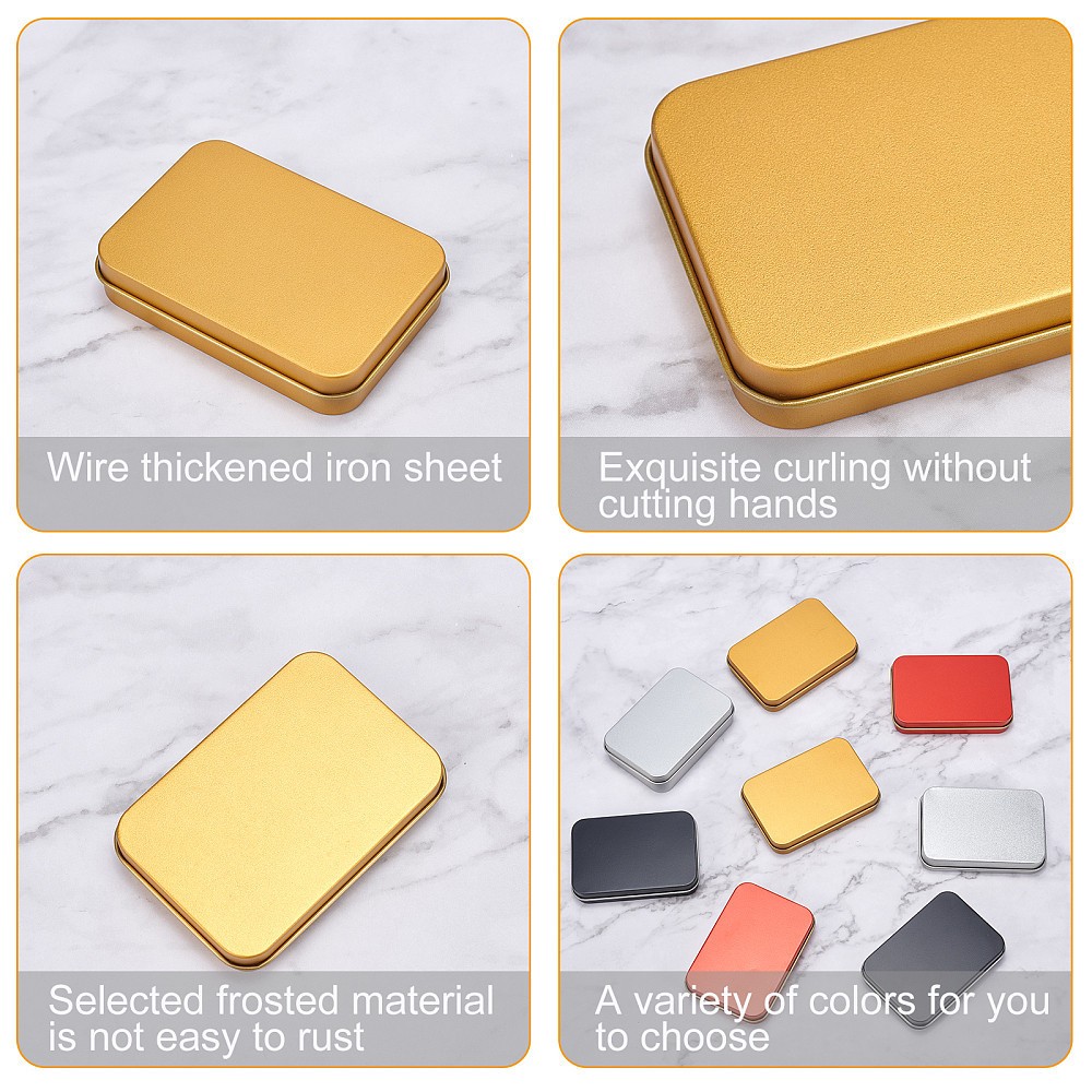 1set 8pcs Tinplate box Bead Storage Containers Storage box Rectangle Mixed color