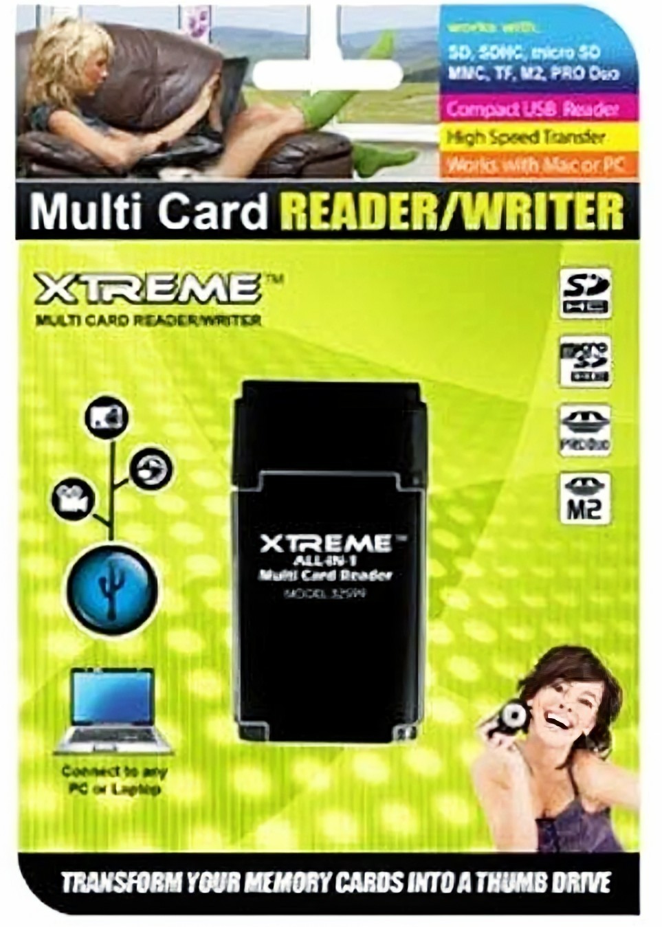 Xtreme Cables Multi-Card Card Reader/Writer 2011 NOS