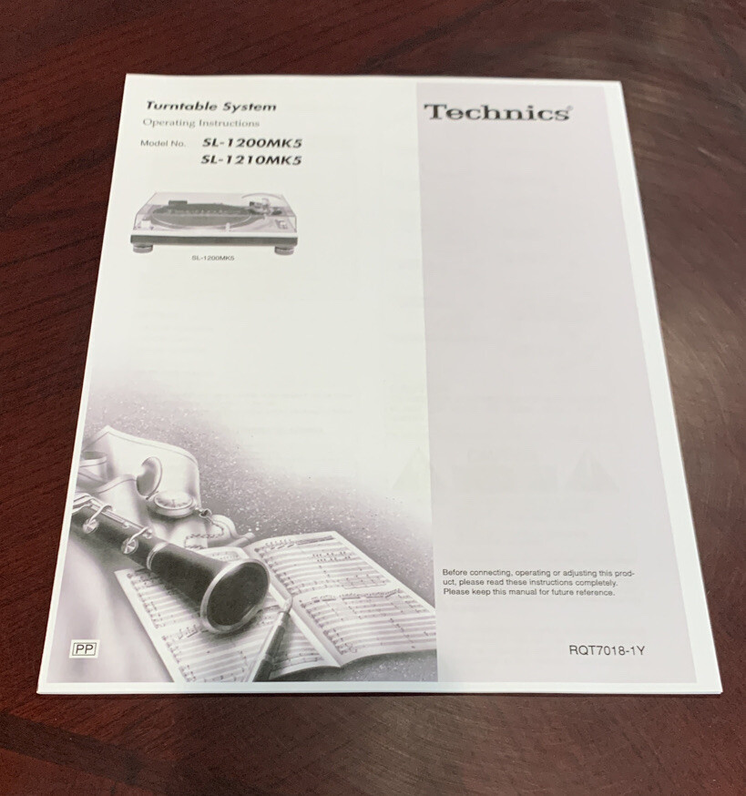 Technics SL-1200MK5 - SL-1210MK5 Turntable System Operating Manual Instructions