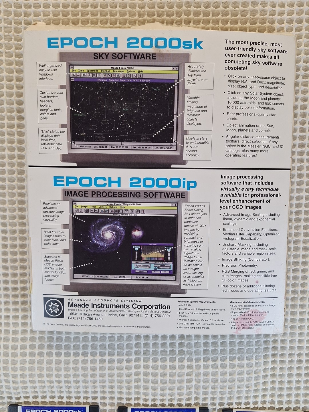 Meade Epoch 2000 Astronomy Image Sky Processing Software for Windows 3.5" Disks