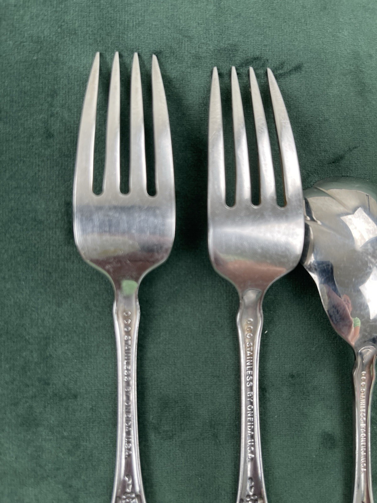 Oneida WORDSWORTH Sugar Spoon Dinner Fork Set 3 Stainless Flatware USA Made