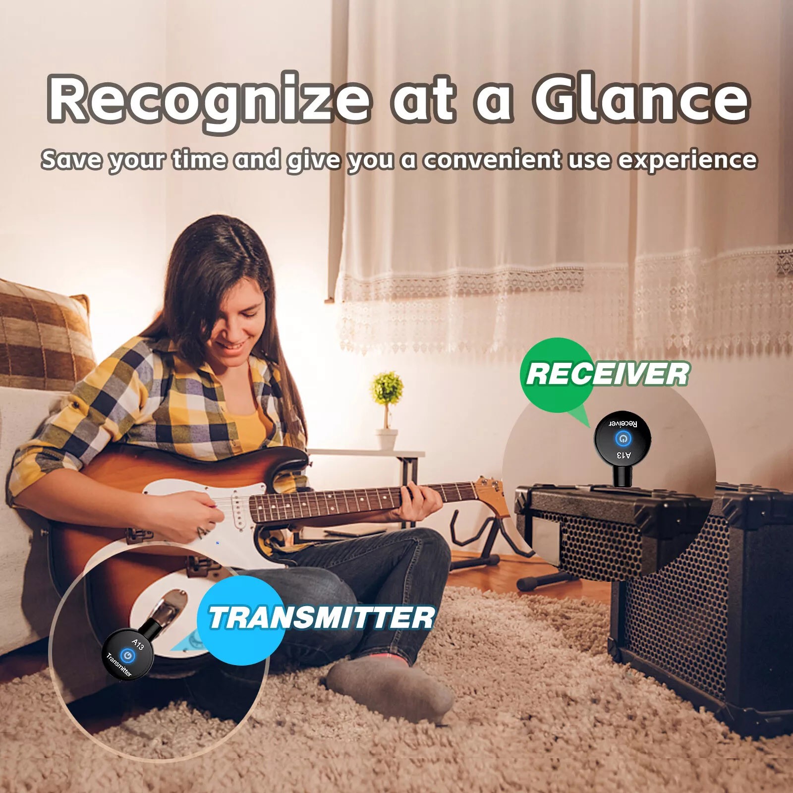 Wireless Guitar System Converter Transmitter Receiver For Electric Instruments