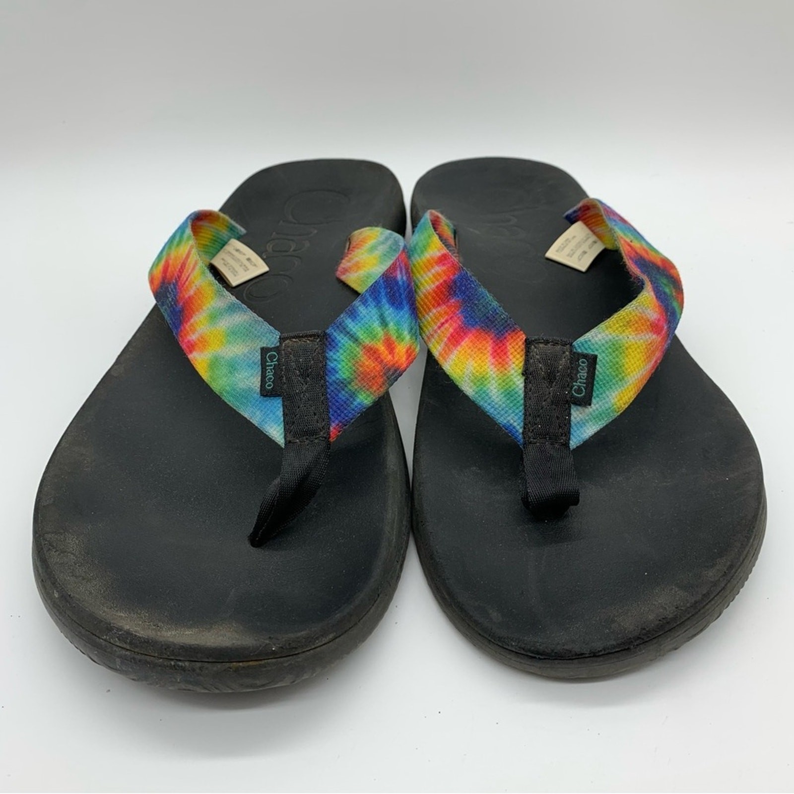 Chaco Mens Chillos Dark Rainbow Tie Dye Flip Flop Size 12 Outdoor Gorpcore