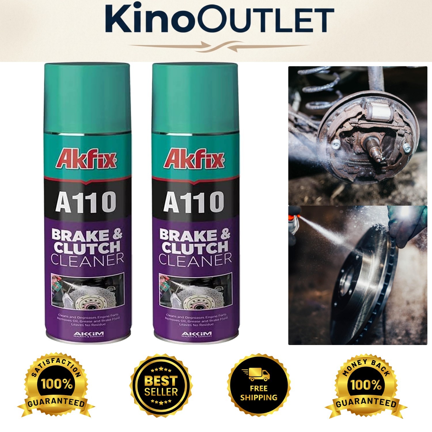Powerful A110 Brake Cleaner Spray - Prevents Squeal & Extends Lifespan, 2 Pack