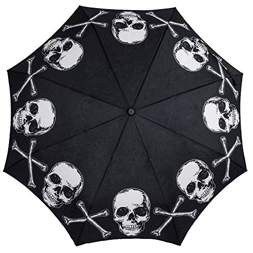 kreepsville 666 Gothic Skull Handle  Skull and Cross Bones Skeleton Umbrella