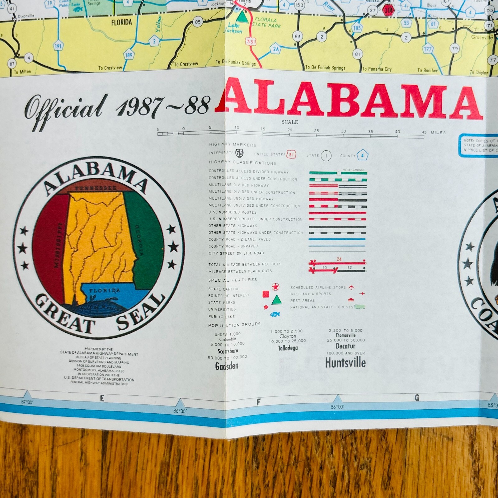Official Alabama Highway Map 1987-88