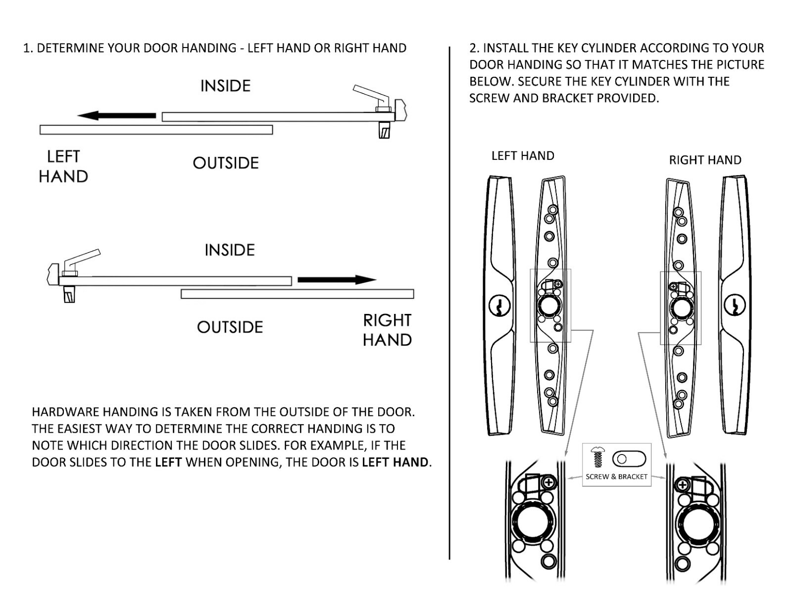 Replacement Solid Brass Sliding Patio Door Handle with Pull - Lock Available