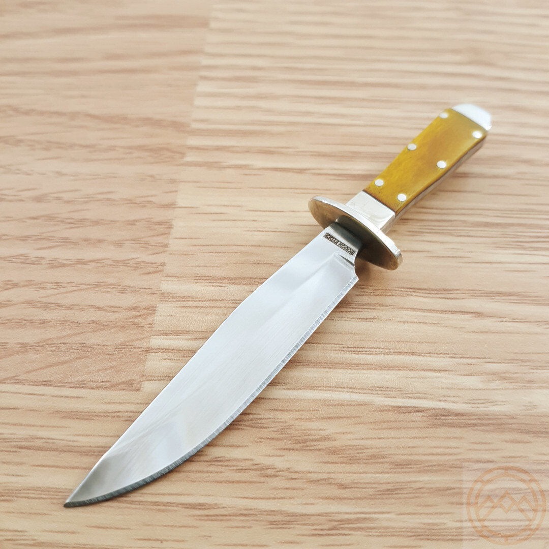 Rough Ryder Texas Mini Bowie Fixed Knife 2.5" Steel Blade Smooth Bone Handle