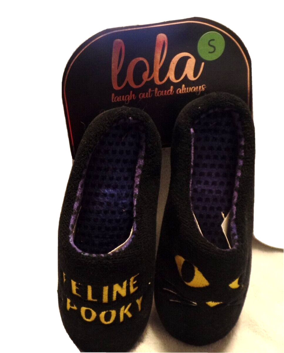 LADIES, SLIPPERS, NEW, LOLA, BLACK, SIZE SMALL 5-6