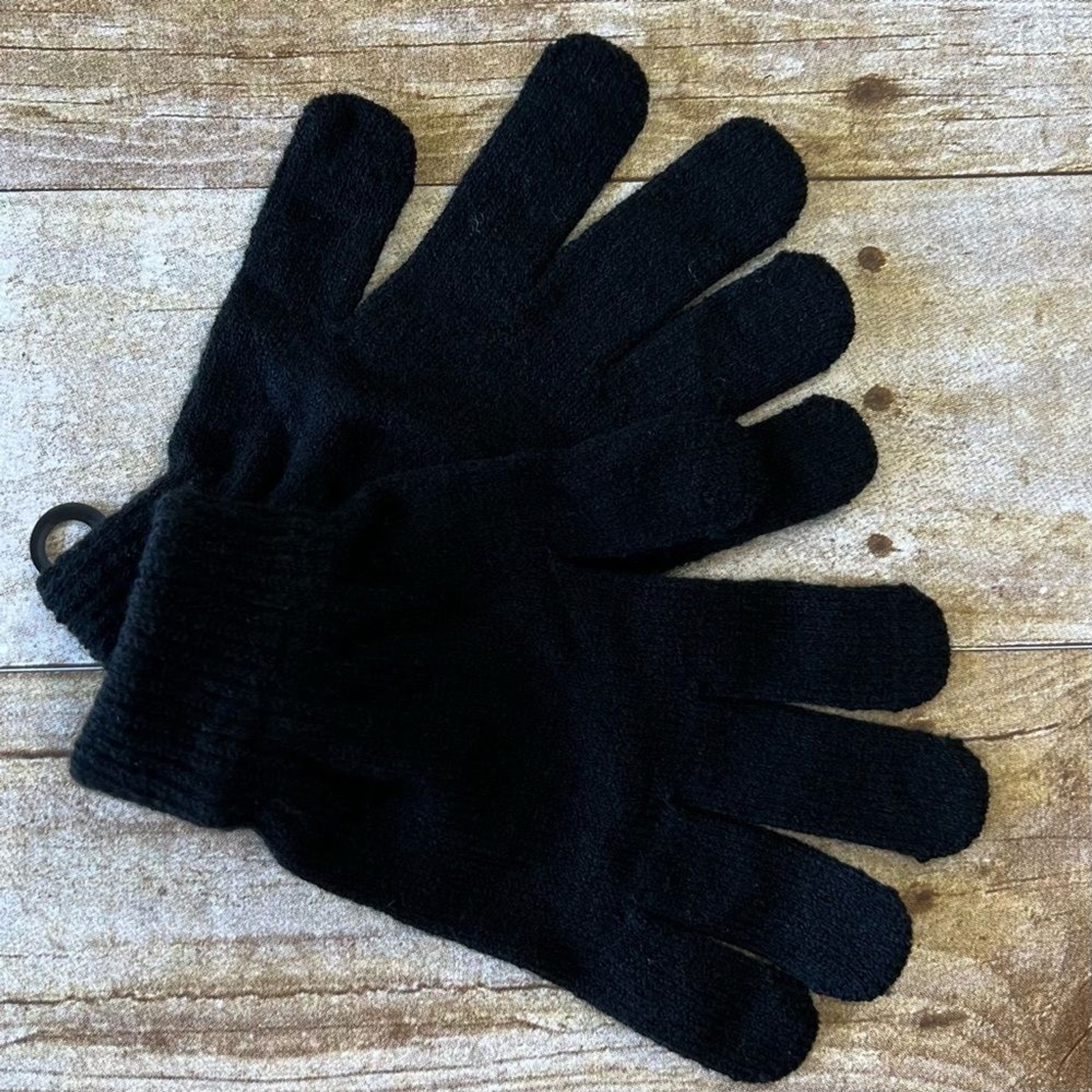 Unbranded Black Knit Winter Gloves Ribbed Cuff Stretchy One Size Cold Weather