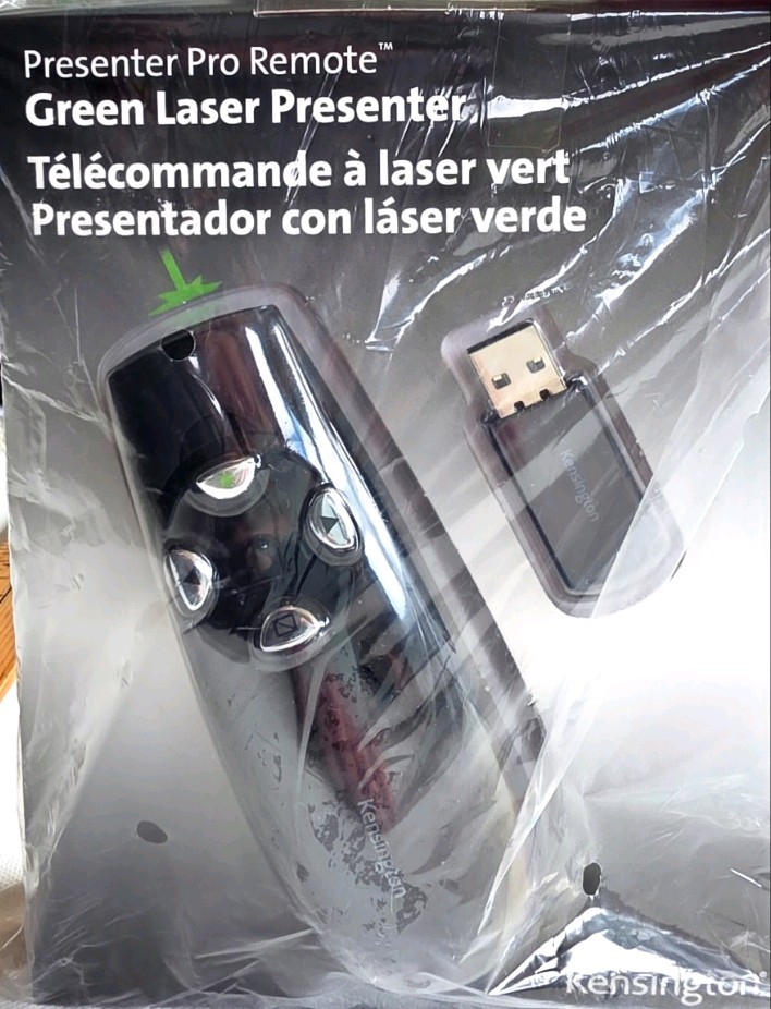 Kensington Presenter Pro Remote Control Black Wireless Ergonomic w/ Green Laser