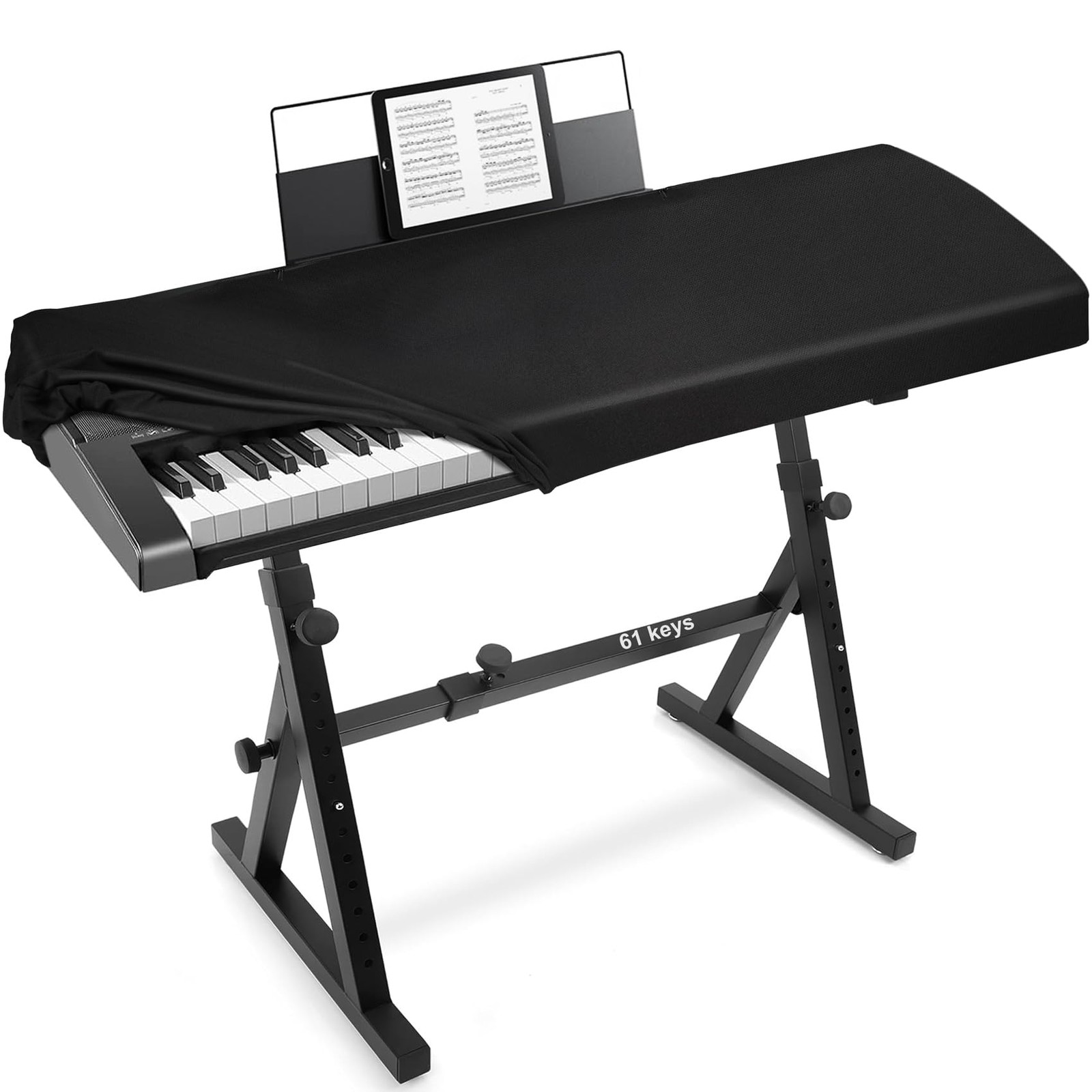Explore Land Stretchy 61 Keys Piano Keyboard Dust Cover with 61 Keys, black