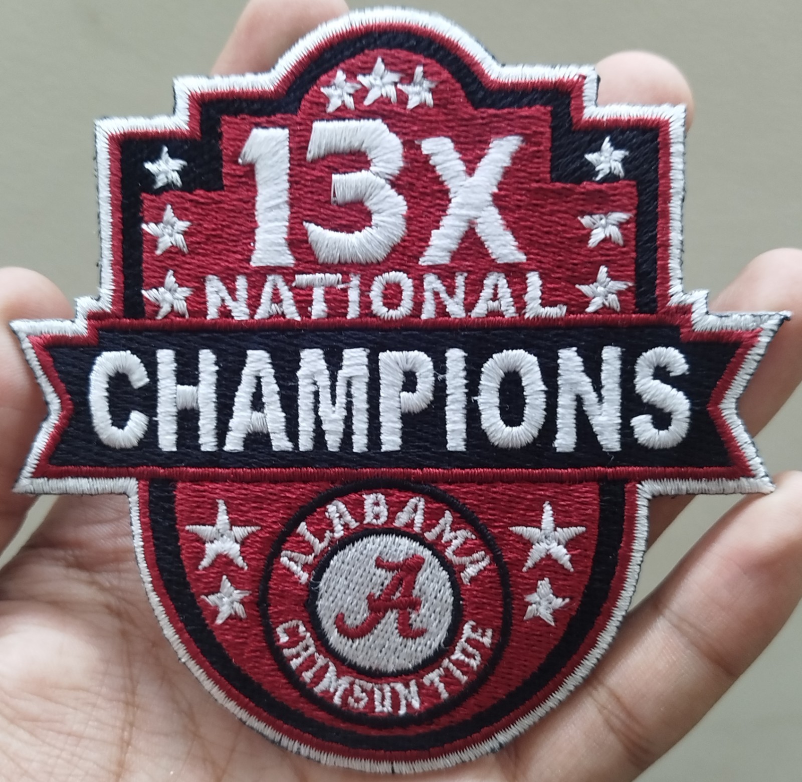 Alabama Crimson Tide 13x National Champions Logo Iron On Patch-Sew Patch