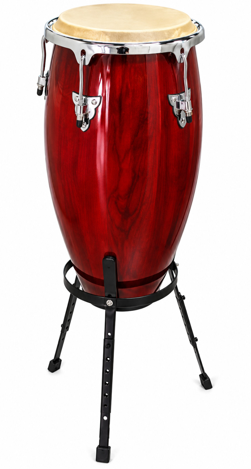 Zenison 12" CONGA DRUM with STAND Latin Percussion TUMBA - Red Wine Wood