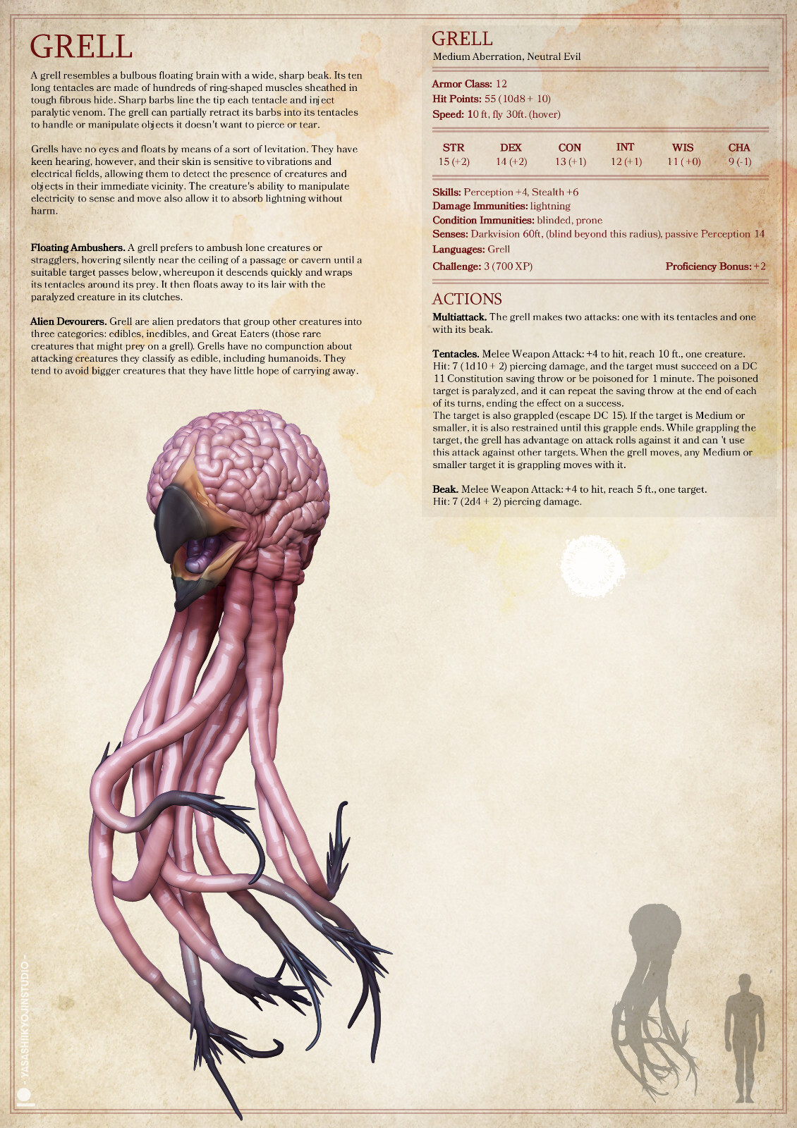 Grell - Monster - Yasashii Kyojin Studios - Dungeons and Dragons