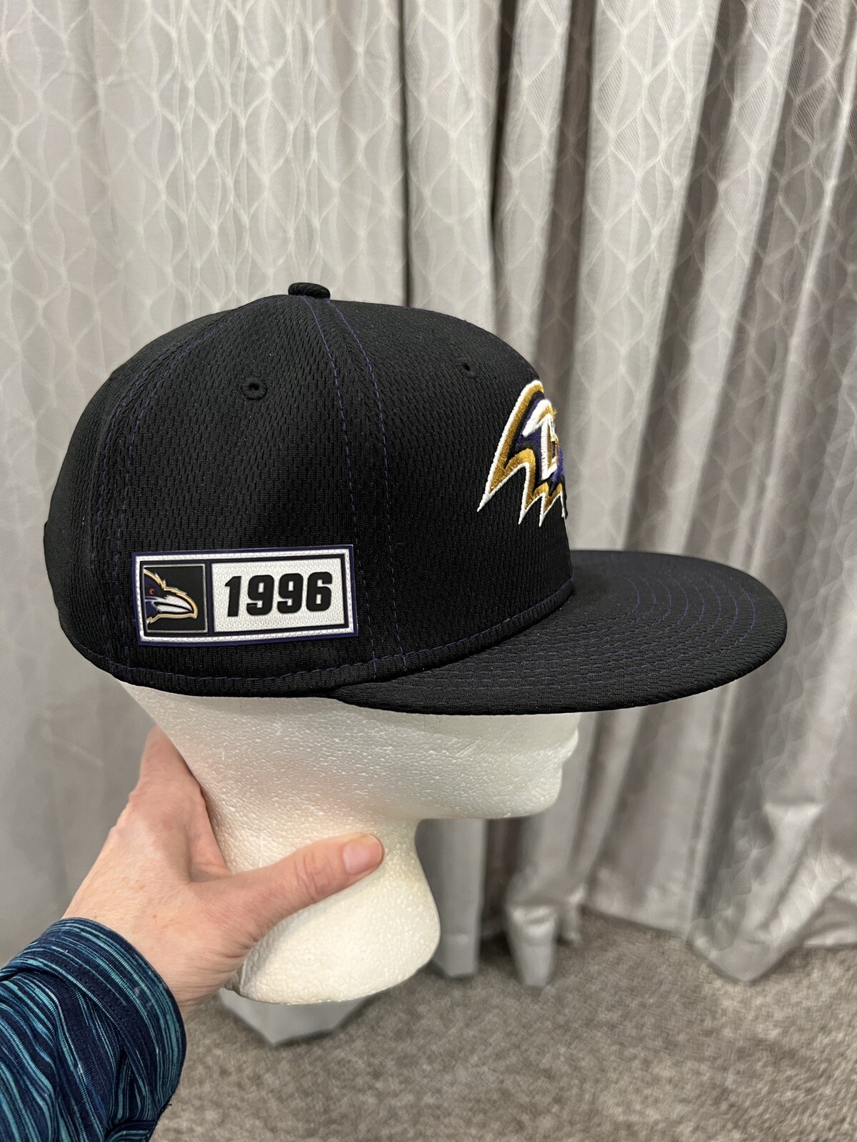 1996 Baltimore Ravens New Era 59FIFTY Size 7 1/4 Fitted Hat Cap Black NFL 100