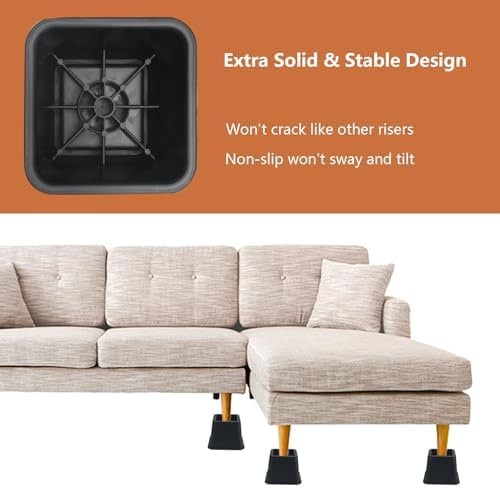 DEDU Bed Risers 3 Inch Heavy Duty 9 Pack, Furniture Risers for Sofas Oversize...
